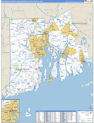 Providence-Warwick Metro Area Wall Map Basic Style 2026
